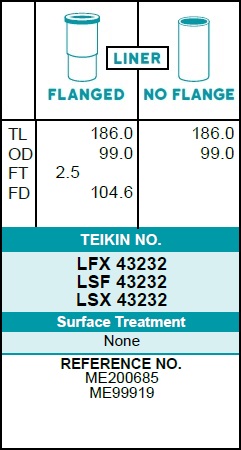 Гильза TEIKIN LSX43232 MMC 4M40-T без бурта 95-99-186