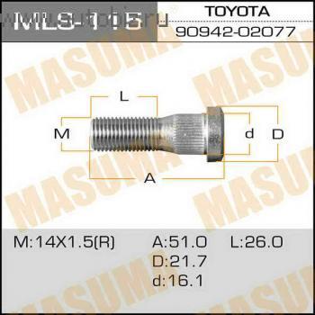 Шпилька колеса MASUMA MLS115 90942-02083