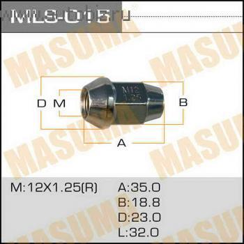 Гайка колеса MASUMA MLS-015 M12X1.25 H19 конус 