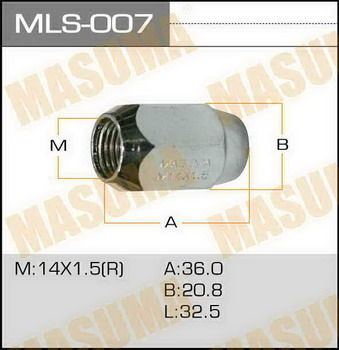 Гайка колеса MASUMA MLS-007 M14X1.5 H21 конус  