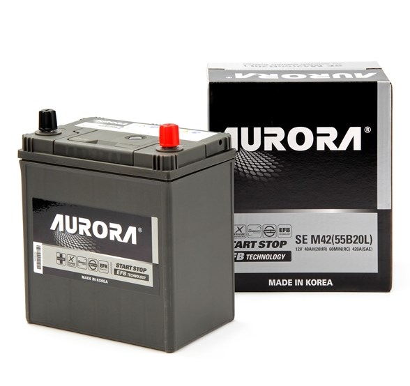 Аккумулятор AURORA JIS EFB M42 (55B20L) 40А/Ч 420А 