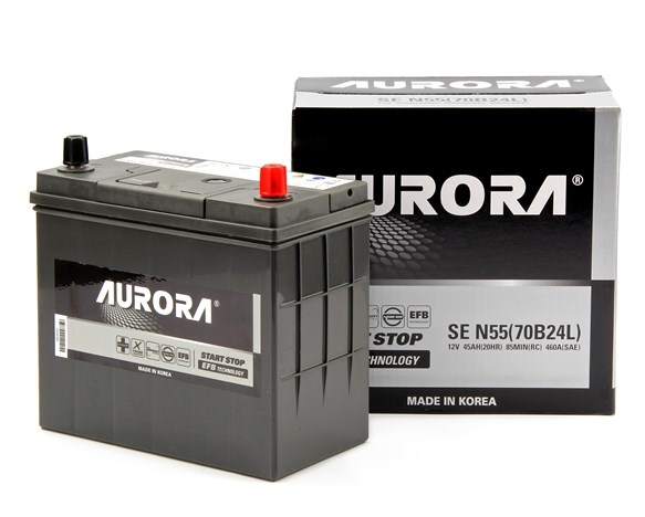 Аккумулятор AURORA JIS EFB N55 (70B24L) 45А/Ч 460А 234x127x220