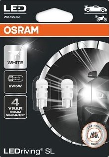 Лампочка OSRAM 2825DWP-02B Светодиодная  0,8W/12V W5W W2.1X9.5D  белый 6000K 2шт