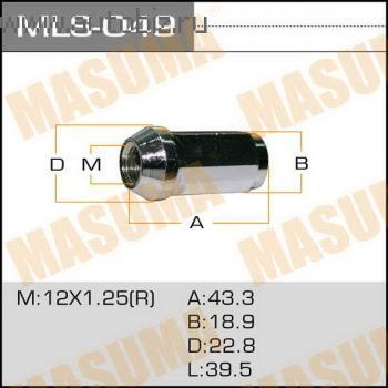 Гайка колеса MASUMA MLS-049 M12X1.25 H19 конус 