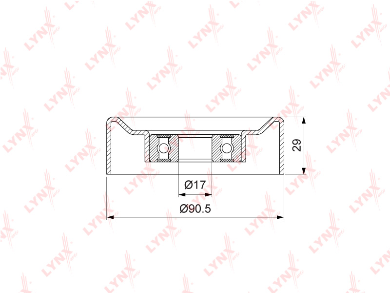 Ролик натяжной LYNXauto PB-5370 (D ролика 90 мм) 16603-0w030