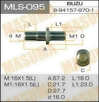 Шпилька колеса MASUMA MLS095 8941579701 M16X1.5L / M16X1.5L