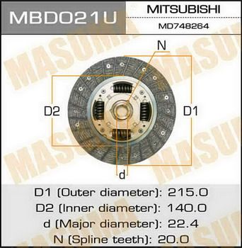 Диск сцепления MASUMA MBD-021U G/P