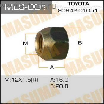 Гайка колеса MASUMA MLS-001 M12X1.5 H21 конус открытая