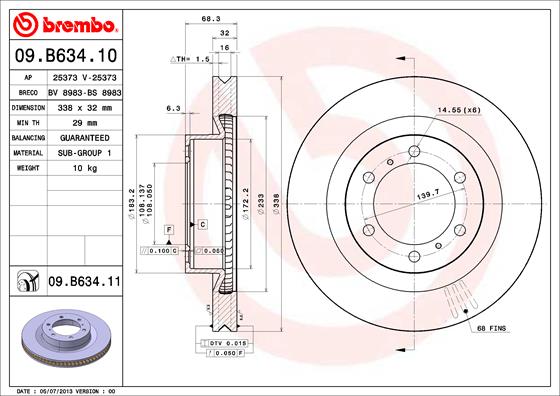 Тормозной диск BREMBO 09.B634.11
