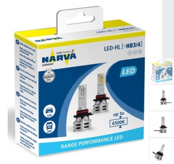 Лампочка светодиодная NARVA 18038 9005/9006 HB3/ HB4 RPL2 12В/24В 6500К X2 комплект