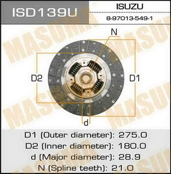 Диск сцепления MASUMA ISD-139U