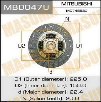 Диск сцепления MASUMA MBD-047U