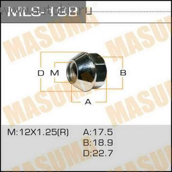 Гайка колеса MASUMA MLS-198 M12X1.25 H19 конус открытая