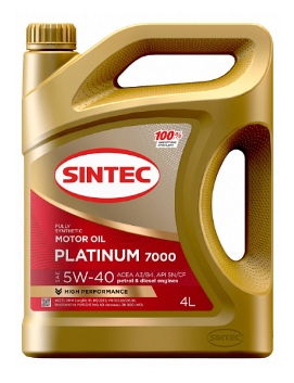 Масло моторное SINTEC PLATINUM 5w40 7000 API SN/CF ACEA A3/B4 600227