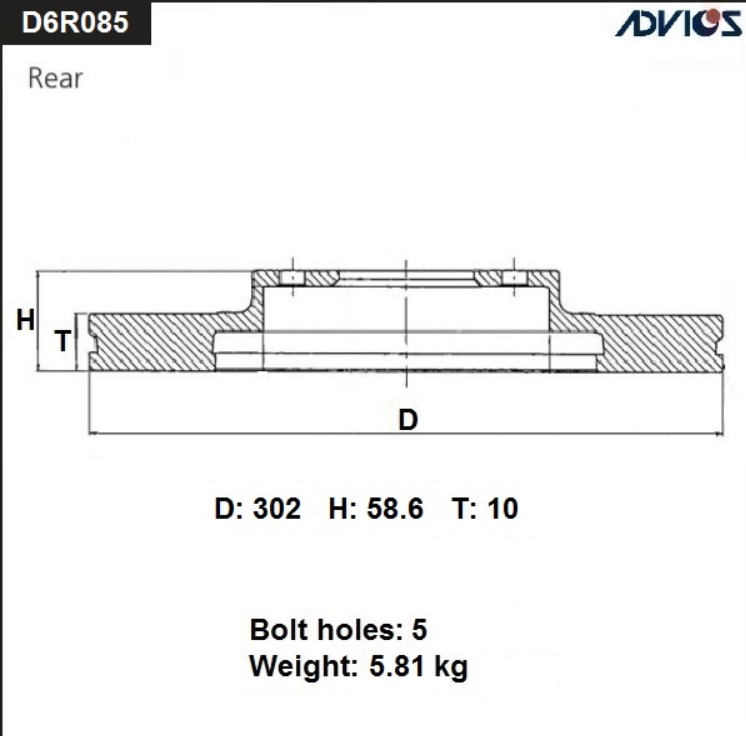 Тормозной диск ADVICS D6R085B