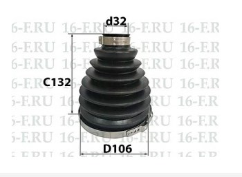 Пыльник привода 16F SS-3003 /32-106-132/ ВНЕШНИЙ (к колесу) Prado 120 пластиковый
