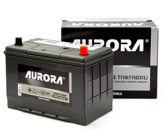 Аккумулятор AURORA JIS EFB T110 (115D31FL) 80А/Ч 800А 302x172x220