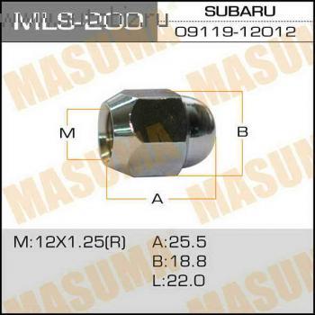 Гайка колеса MASUMA MLS-200 M12X1.25 H19 конус  