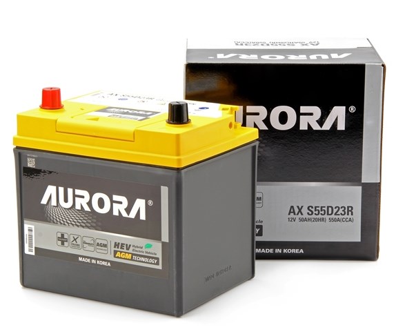 Аккумулятор AURORA JIS AGM AXS55D23R 50А/Ч 550А 245x174x220