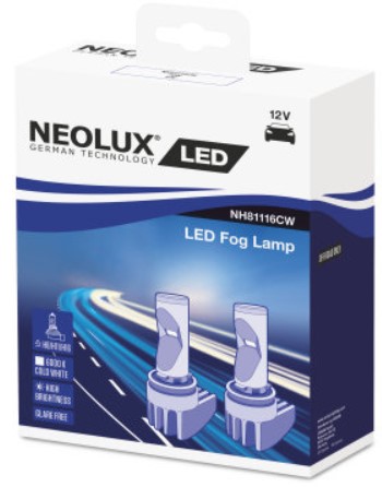 Лампочка светодиодная LED NEOLUX NH81116CW H8, H11, H16 Fog Lamp 6000 K 82.0 mm PGJ19-X (2шт) 